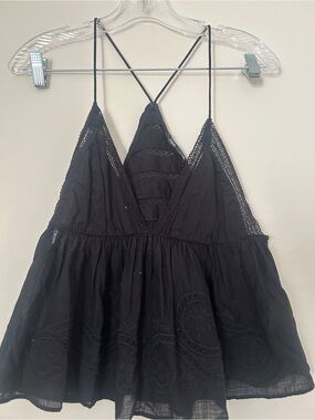 Zara Black Lace-Trim Cami Top